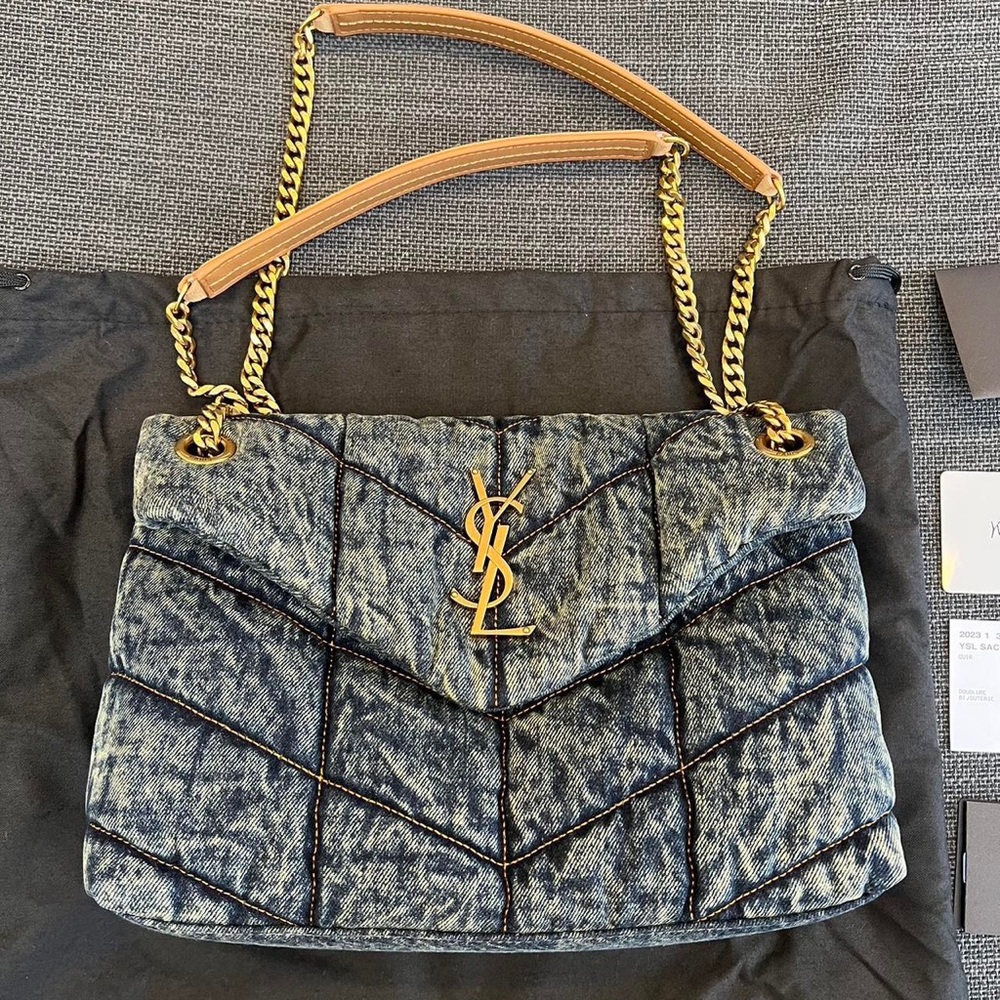 Puffer Medium YSL Quilted In Denim